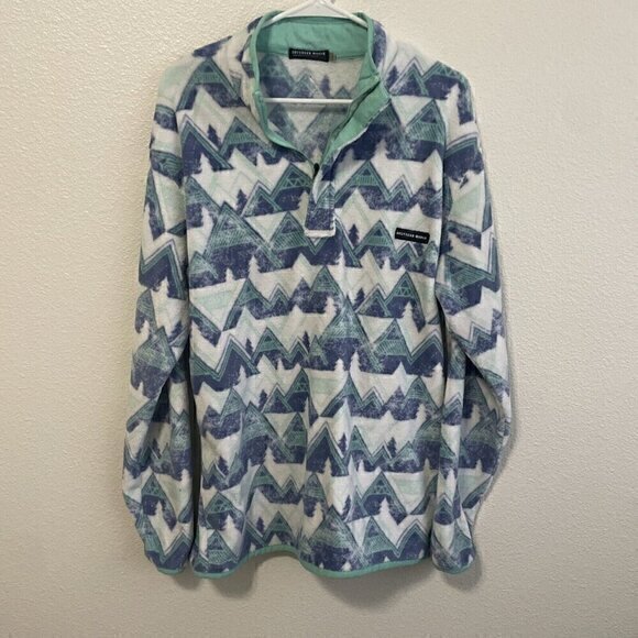 Southern Marsh Fleece Pullover Mountain Print Quarter Snap Sweater‎ XL - Picture 1 of 9